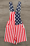 Mom & Kid - American Flag Denim Overalls | Sparkle in Pink