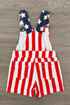 Mom & Kid - American Flag Denim Overalls | Sparkle in Pink