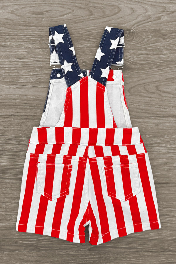Mom & Kid - American Flag Denim Overalls | Sparkle in Pink