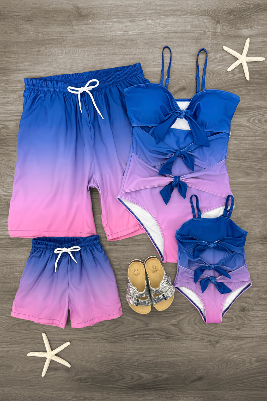Blue & Purple Ombre Family Swimsuits | Sparkle in Pink