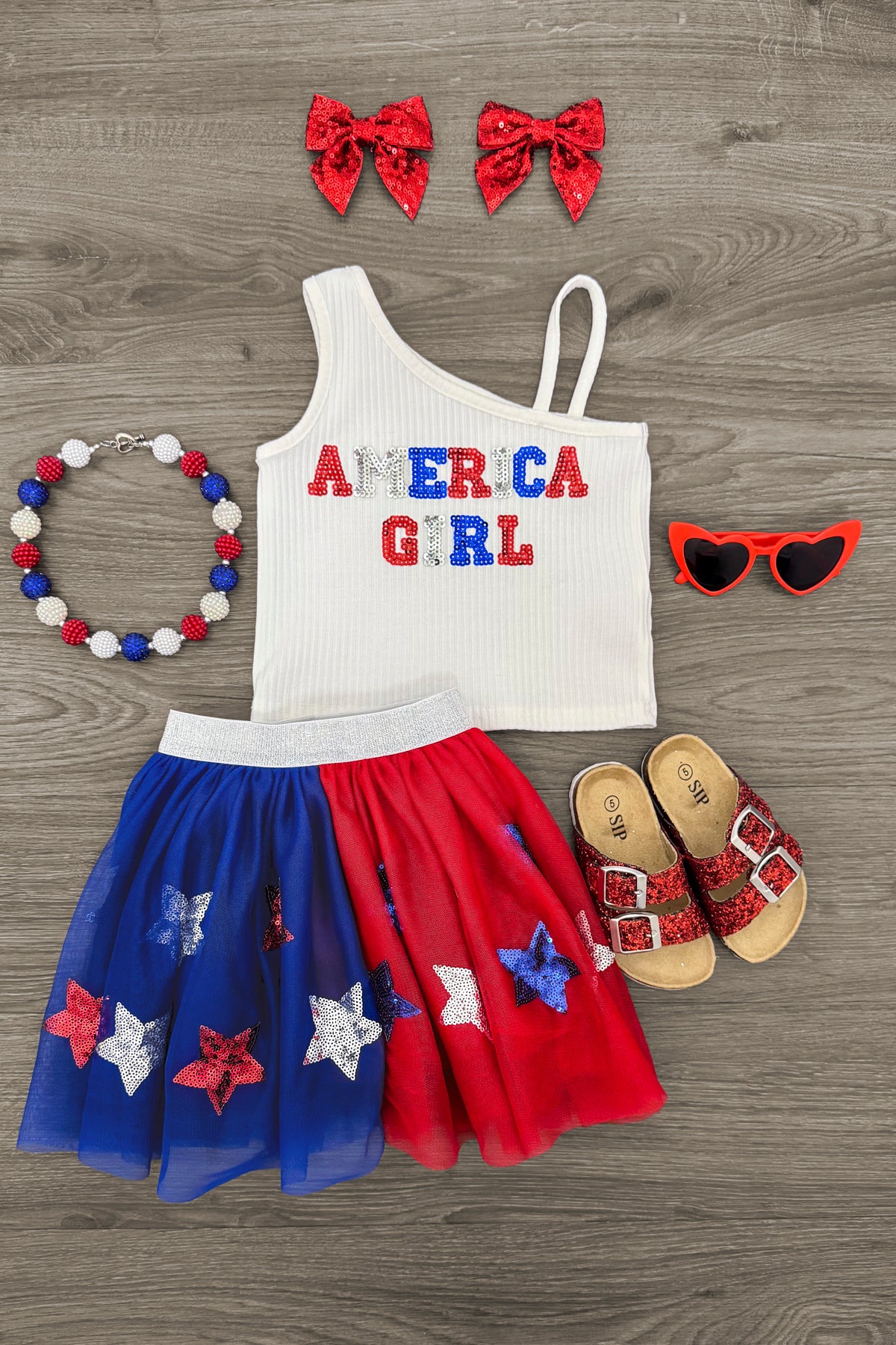 "America Girl" Tulle Skirt Set | Sparkle in Pink