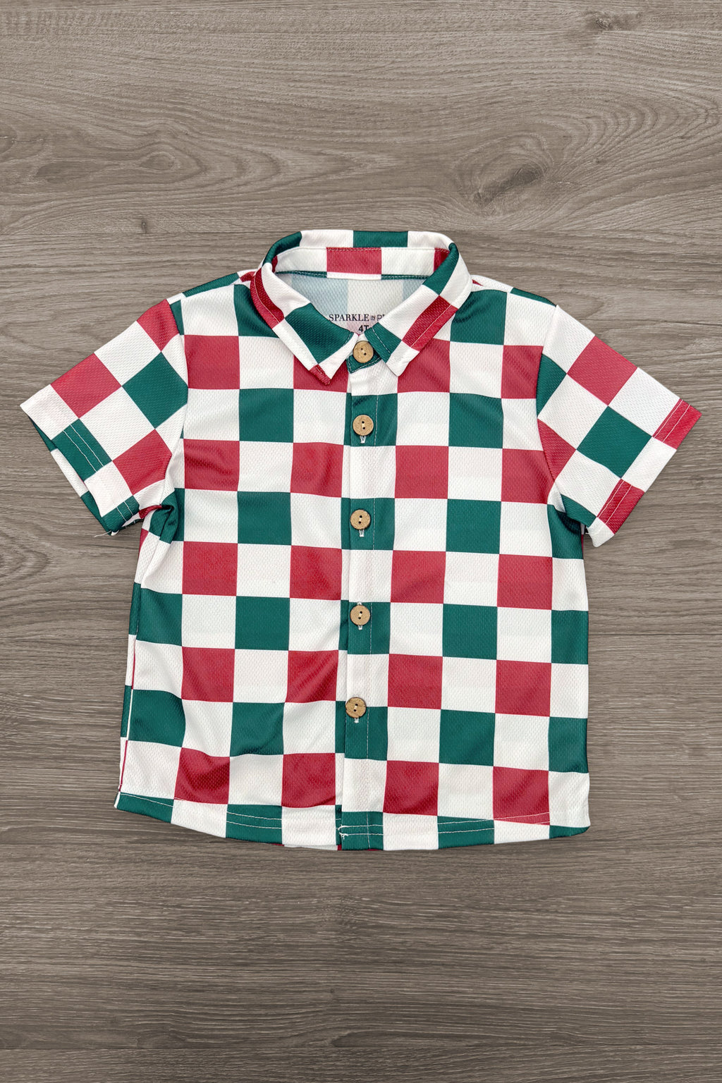 Red & Green Checkered Button Down Top