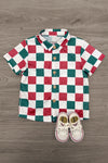 Red & Green Checkered Button Down Top