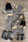 Mom & Me - Gray Southwestern Sherpa Shacket - Sparkle in Pink