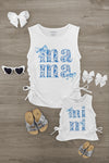 Mom & Me - "Mama & Mini" Blue Bow Tank Top | Sparkle in Pink