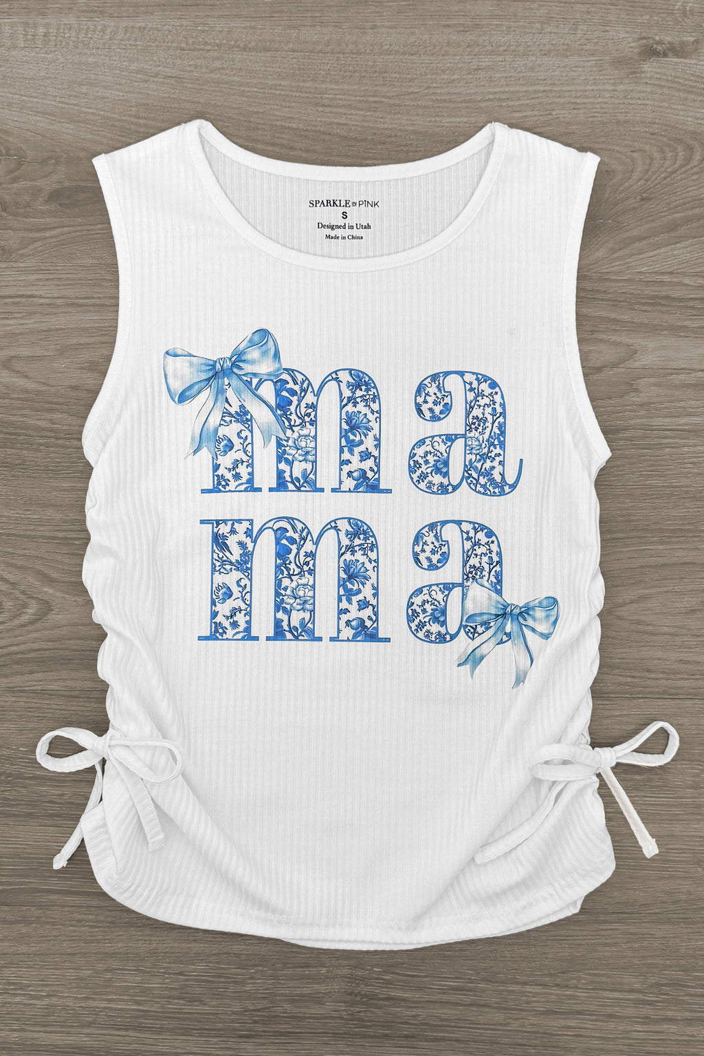 Mom & Me - "Mama & Mini" Blue Bow Tank Top | Sparkle in Pink