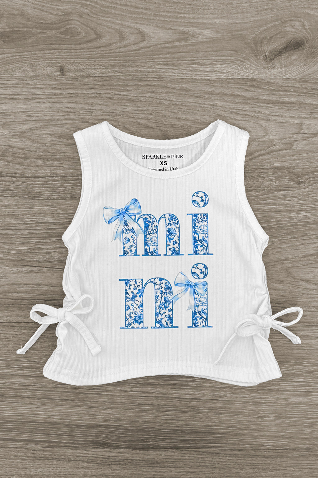 Mom & Me - "Mama & Mini" Blue Bow Tank Top | Sparkle in Pink