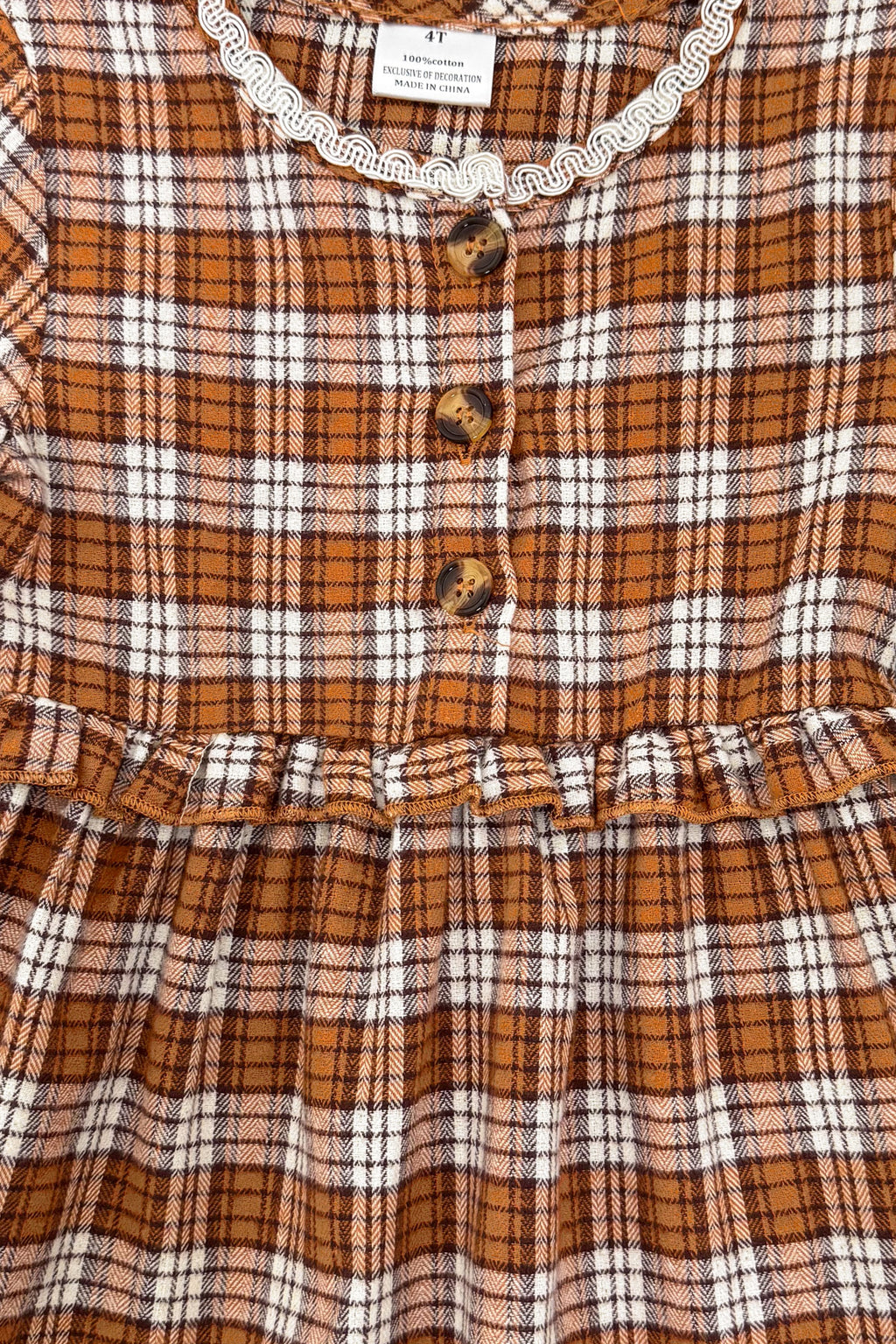 Rust Flannel Dress & Pant Set - Boy Or Girl