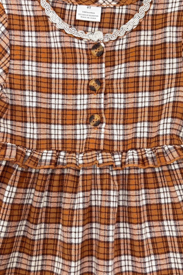 Rust Flannel Dress & Pant Set - Boy Or Girl