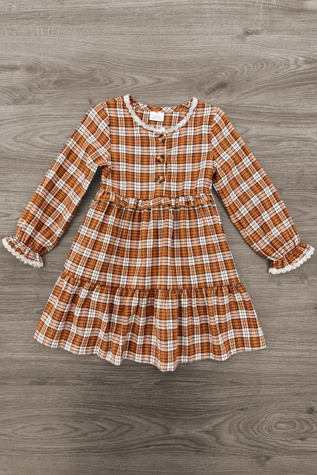 Rust Flannel Dress & Pant Set - Boy Or Girl