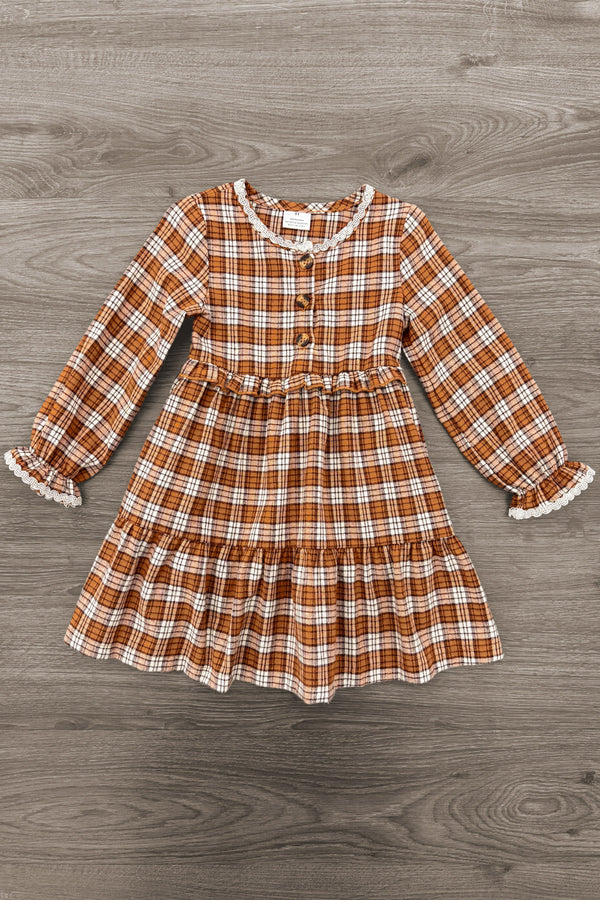 Rust Flannel Dress & Pant Set - Boy Or Girl