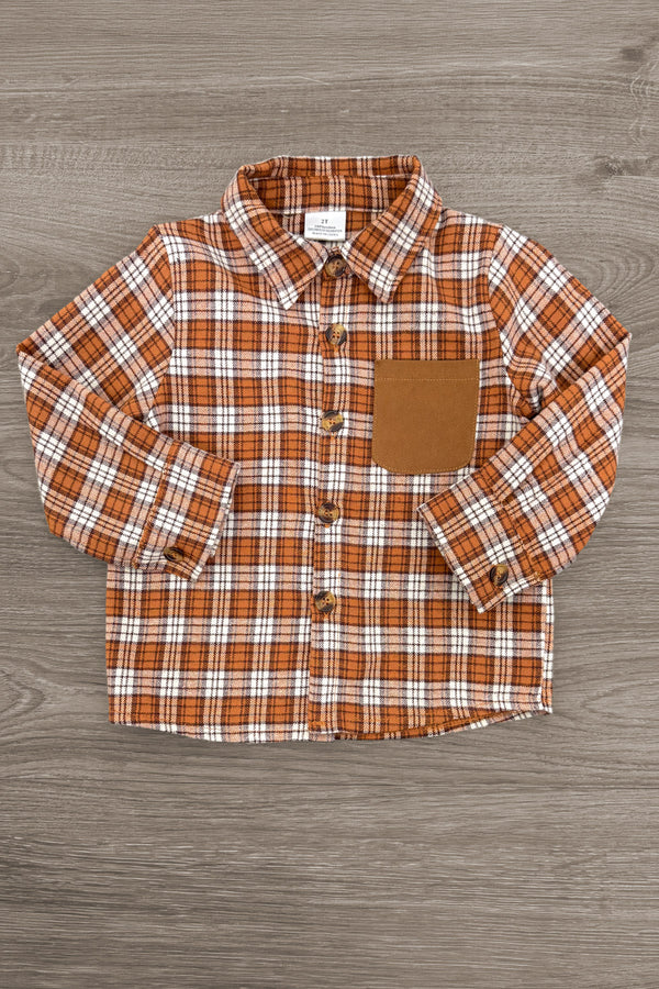 Rust Flannel Dress & Pant Set - Boy Or Girl