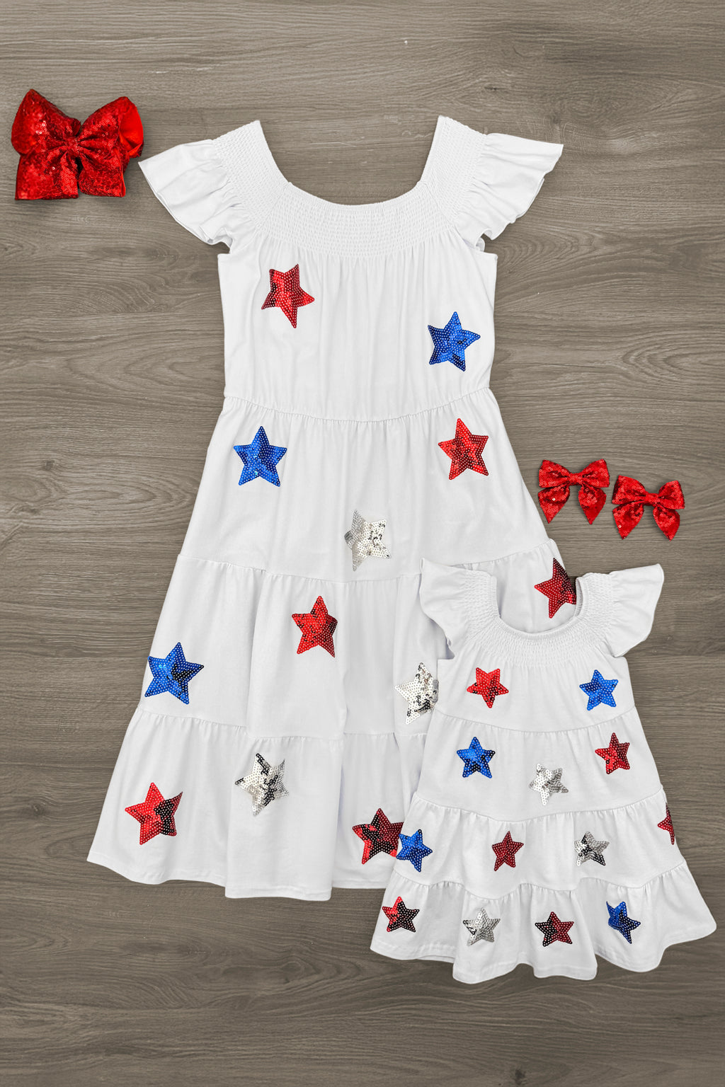Mom & Me - Sequin Star Ruffle Dress | Sparkle in Pink