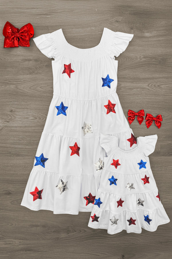 Mom & Me - Sequin Star Ruffle Dress | Sparkle in Pink
