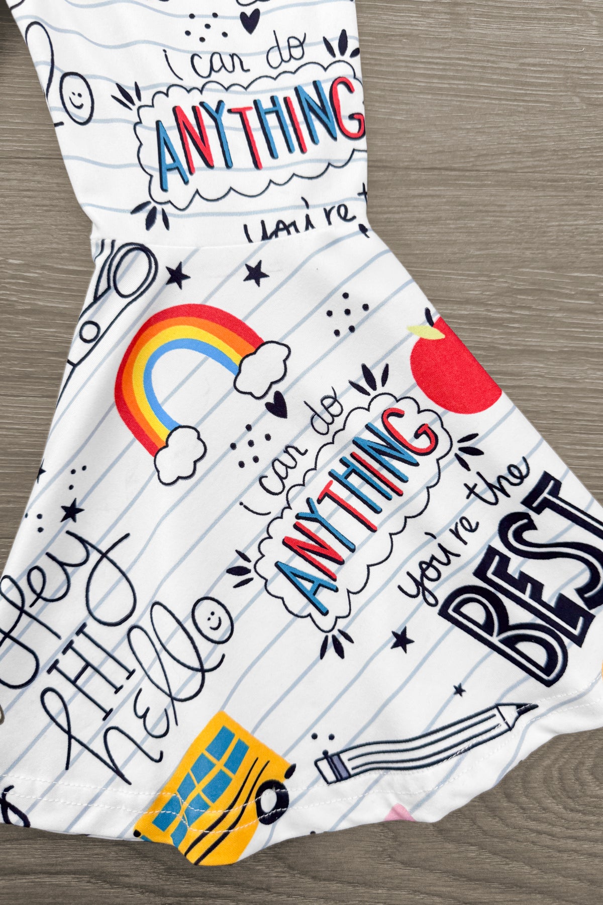 White Doodle Notebook Flare Jumpsuit