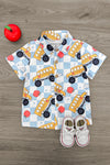 Blue Checkered School Button Down Top | Sparkle in Pink