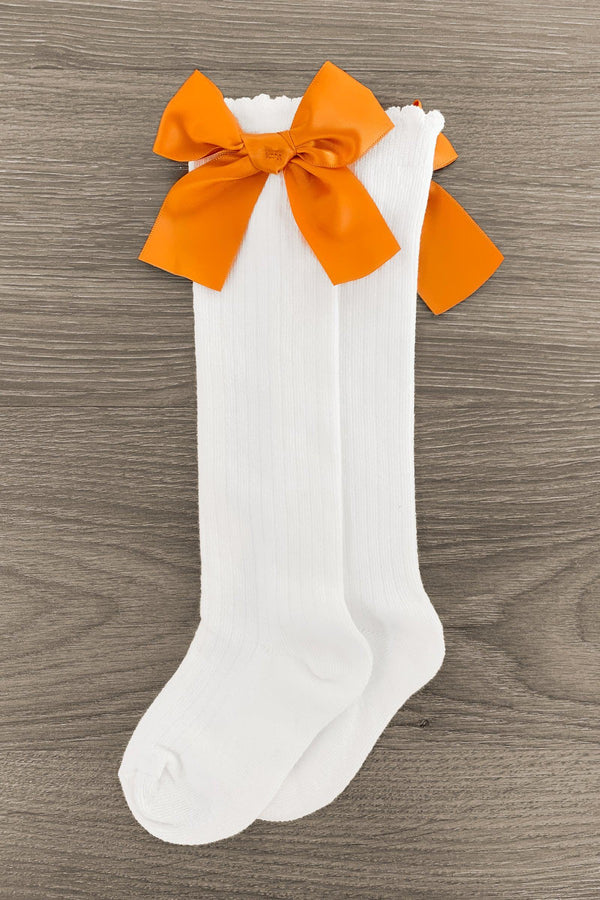 Knee High Silk Bow Socks - Sparkle in Pink