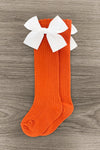 Knee High Silk Bow Socks - Sparkle in Pink