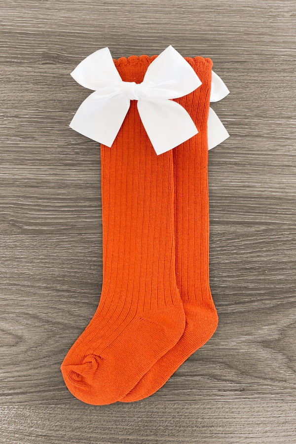 Knee High Silk Bow Socks - Sparkle in Pink