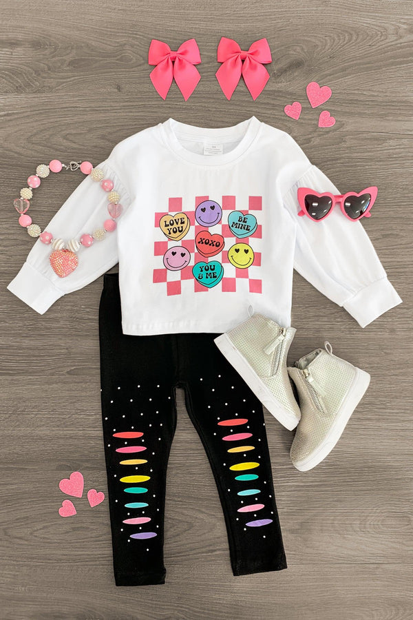 Checkered Candy Hearts Legging Set - Sparkle in Pink