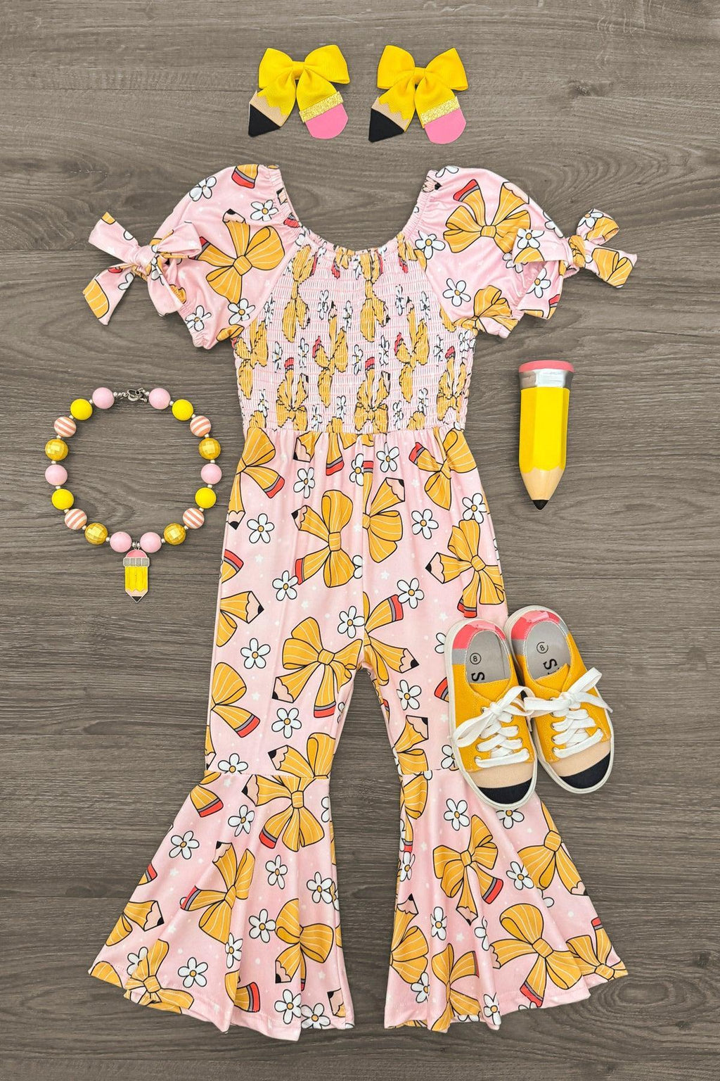 Pink Pencil Bow Flare Jumpsuit | Sparkle in Pink
