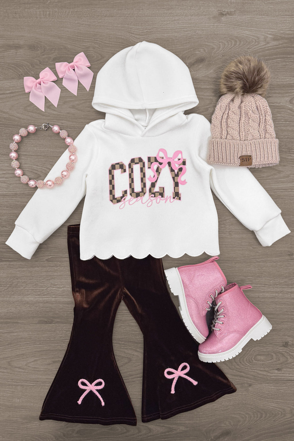 "Cozy Season" Velvet Bow Pant Set