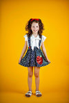 Sequin Apple Notebook Suspender Skirt Set - Sparkle in Pink