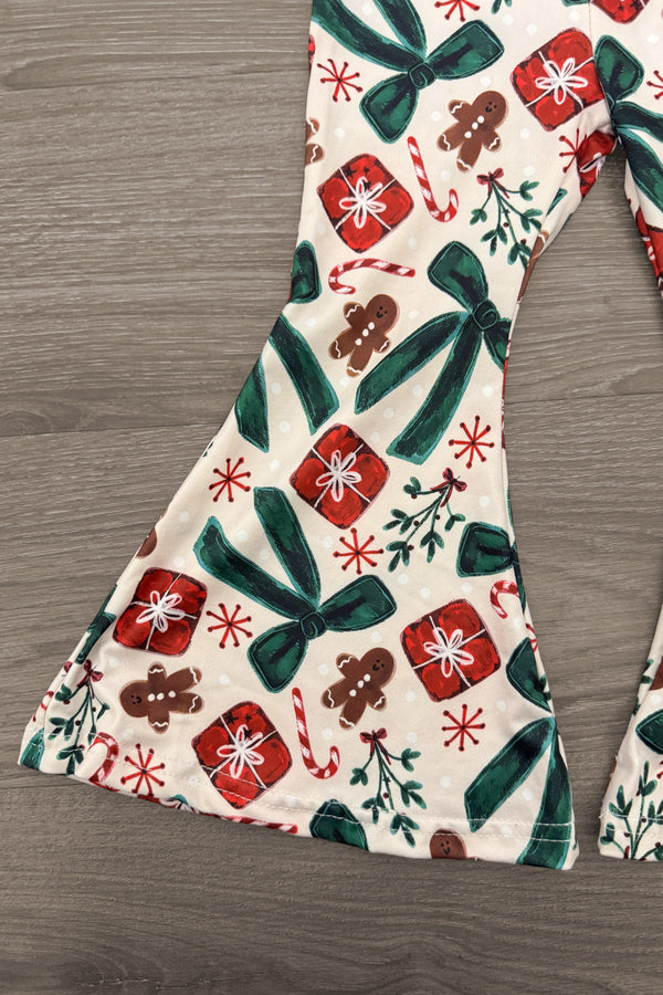 Velvet Bow Christmas Flare Pant Set