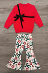 Velvet Bow Christmas Flare Pant Set
