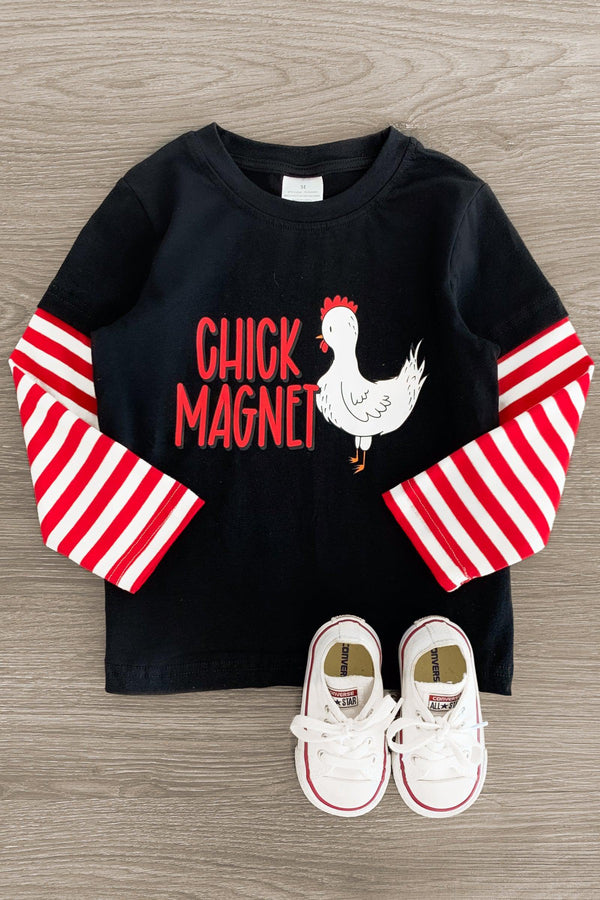 "Chick Magnet" Long Sleeve Top - Sparkle in Pink
