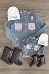 Mom & Me - "Mama & Mini" Chenille Patch Denim Jacket - Sparkle in Pink
