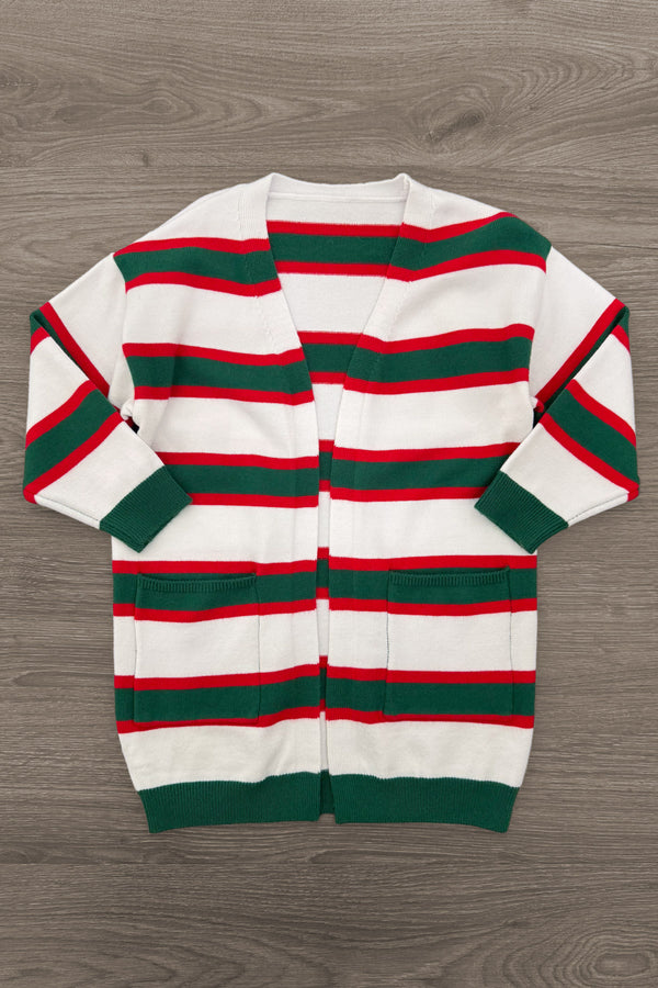 Mom & Me - Red & Green Stripe Cardigan