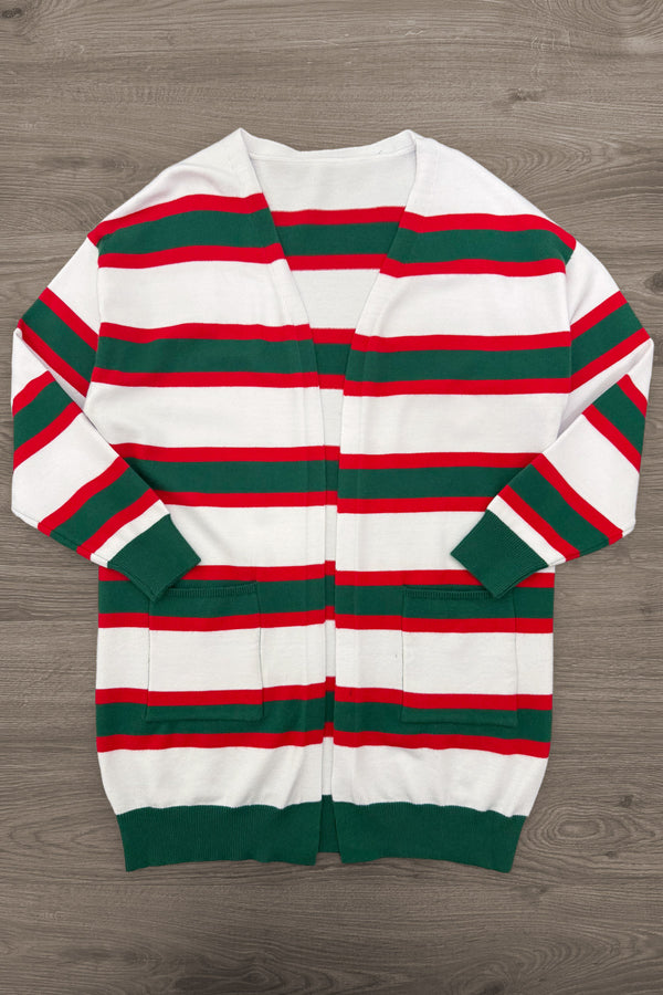 Mom & Me - Red & Green Stripe Cardigan