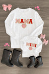 Mom & Me - "Mama & Mini" White Chenille Patch Top - Sparkle in Pink
