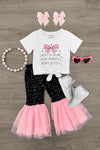 "Very Demure..." Pink & Black Bell Bottom Set | Sparkle in Pink