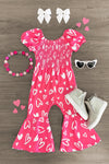 Hot Pink Heart Bell Bottom Jumpsuit - Sparkle in Pink