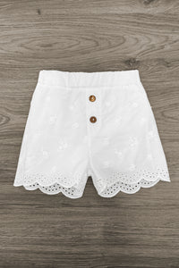 Embroidered Denim Floral White Short Set