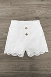 Embroidered Denim Floral White Short Set | Sparkle in Pink