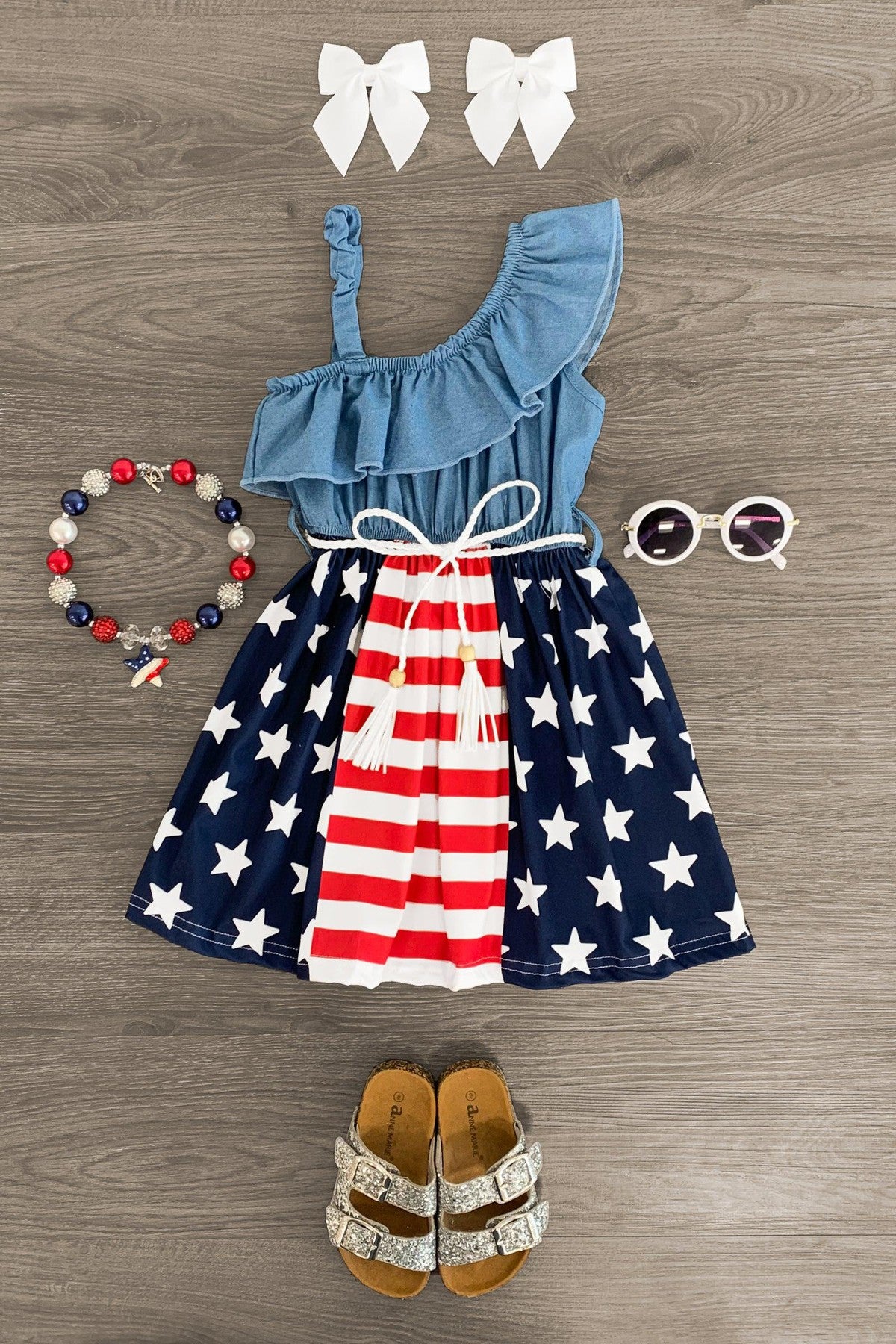 Chambray American Flag Dress - Sparkle in Pink