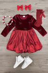 Metallic Bow Christmas Dress - Sparkle In Pink