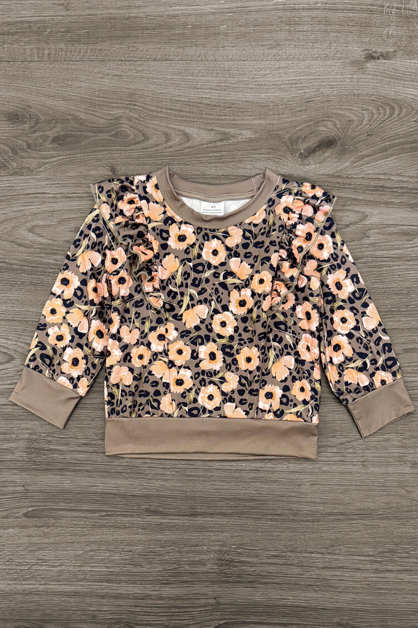 Olive Cheetah Floral Distressed Denim Set | Sparkle in Pink
