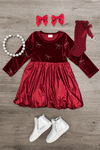 Metallic Bow Christmas Dress - Sparkle In Pink