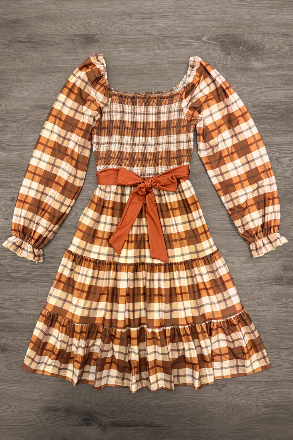 Rust Faux Denim Top & Plaid Dress Family Set - Sparkle In Pink
