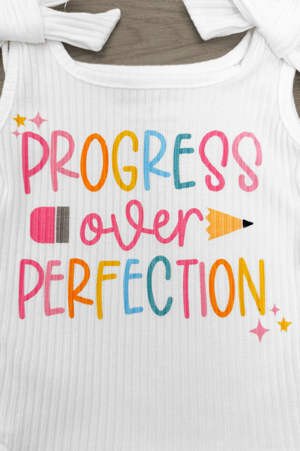 "Progress Over Perfection" Sequin Bell Bottom Set | Sparkle in Pink