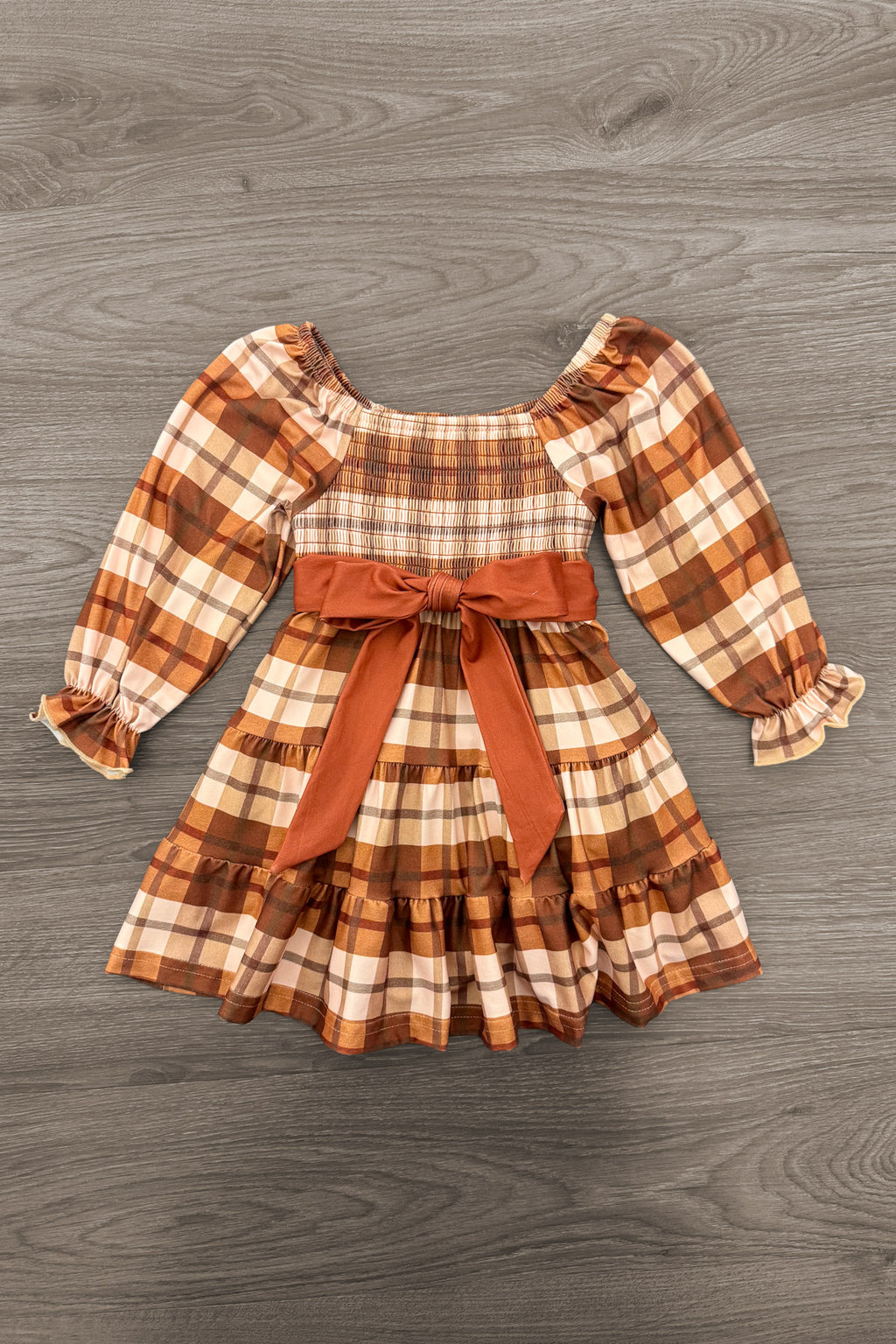 Rust Faux Denim Top & Plaid Dress Family Set - Sparkle In Pink
