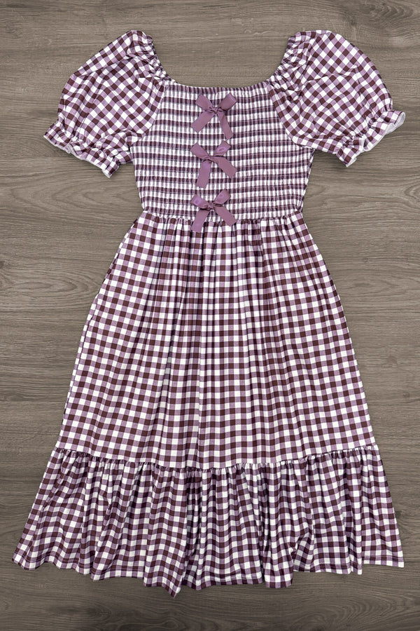 Mom & Me - Purple Gingham Dress - Sparkle In Pink