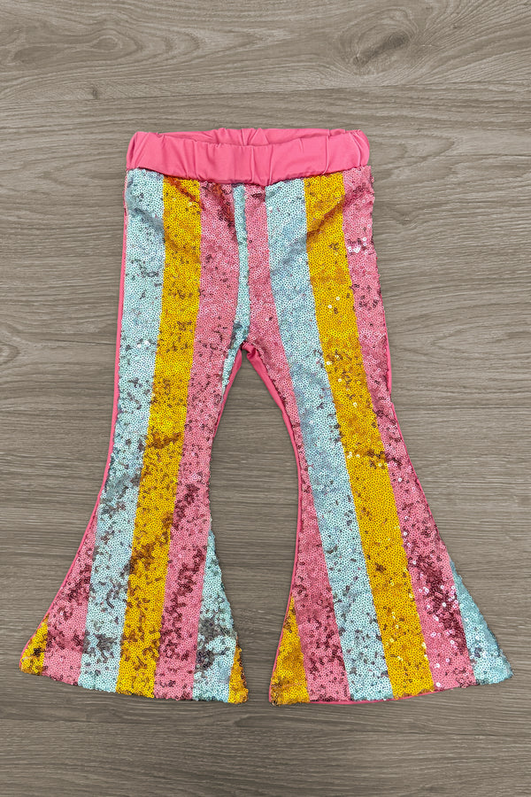 "Progress Over Perfection" Sequin Bell Bottom Set | Sparkle in Pink