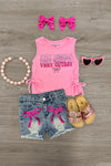 "Very Demure..." Pink Denim Short Set | Sparkle in Pink