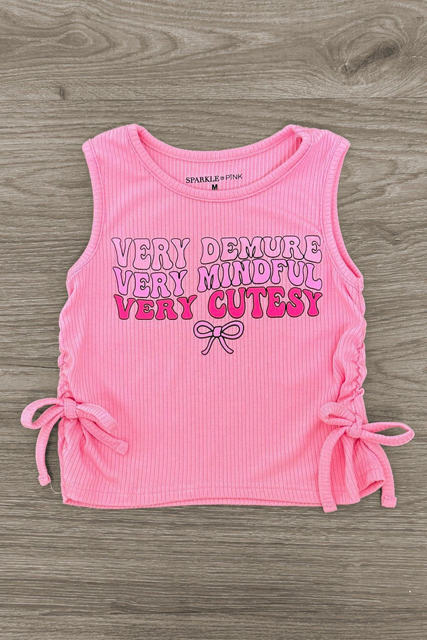 "Very Demure..." Pink Denim Short Set | Sparkle in Pink