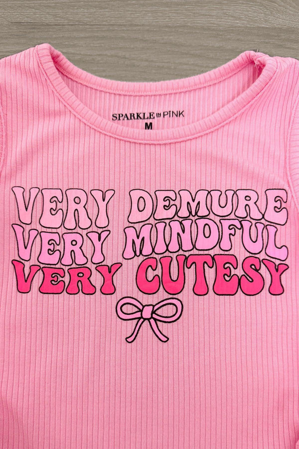 "Very Demure..." Pink Denim Short Set | Sparkle in Pink